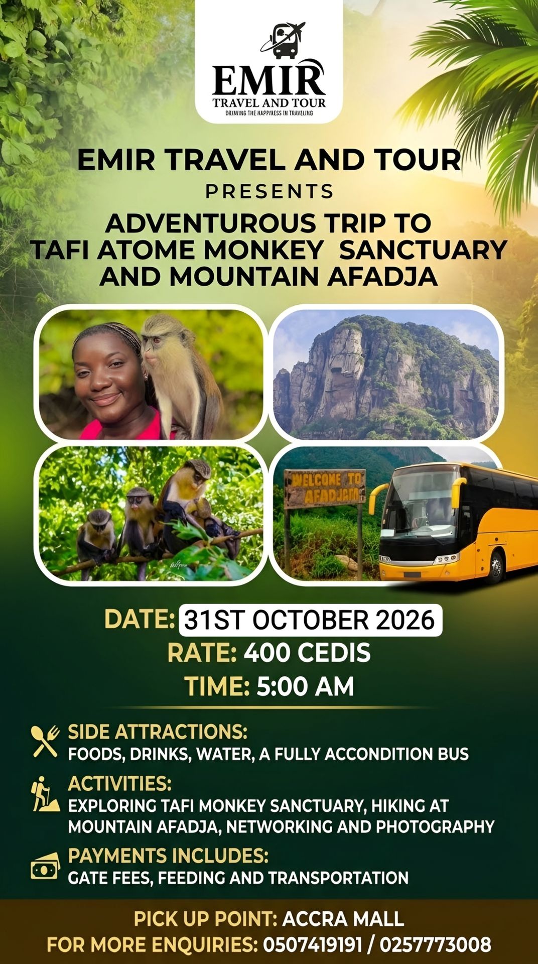 A fun and adventurous trip to Tafi Monkey Sanctuary and Mountain Afadja